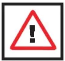 Warning sign with red triangle and exclamation mark, enclosed in black border
