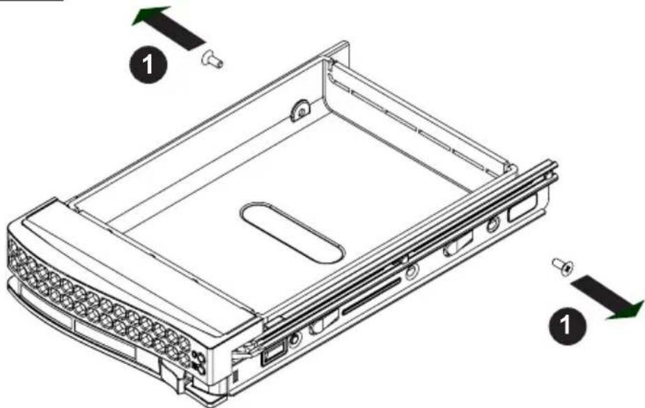 Technical diagram of a server rack with labeled components and directional arrows indicating assembly steps.
