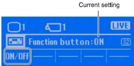 Current setting 1 1 LIVE Function button:ON 32 ON/OFF
