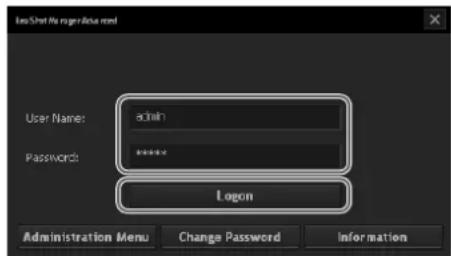 User Name: admin Password: ****** Login Administration Menu Change Password Information