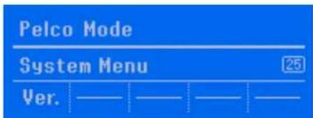 Pelco Mode System Menu 25 Ver. — — — —