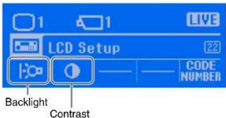 1 LCD Setup 22 Backlight Contrast CODE NUMBER