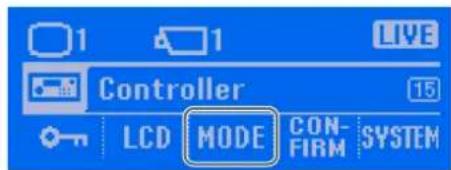 1 LIVE Controller 15 LCD MODE CON- FIRM SYSTEM