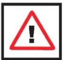 Warning sign with red triangle and exclamation mark, framed in black border