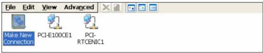 File Edit View Advanced Make New Connection PCI-E100CE1 PCI- RTCENIC1