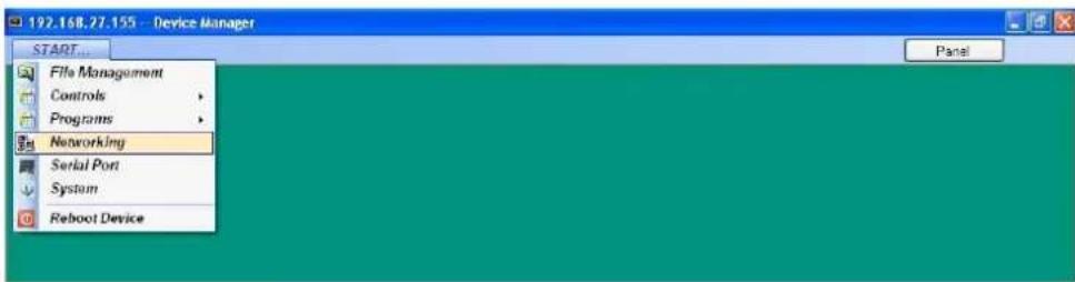 192.168.27.155 - Device Manager START... File Management Controls Programs Networking Serial Port System Reboot Device Panel