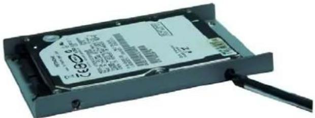 Device rear panel with printed label and barcode, showing internal components and cable attachment