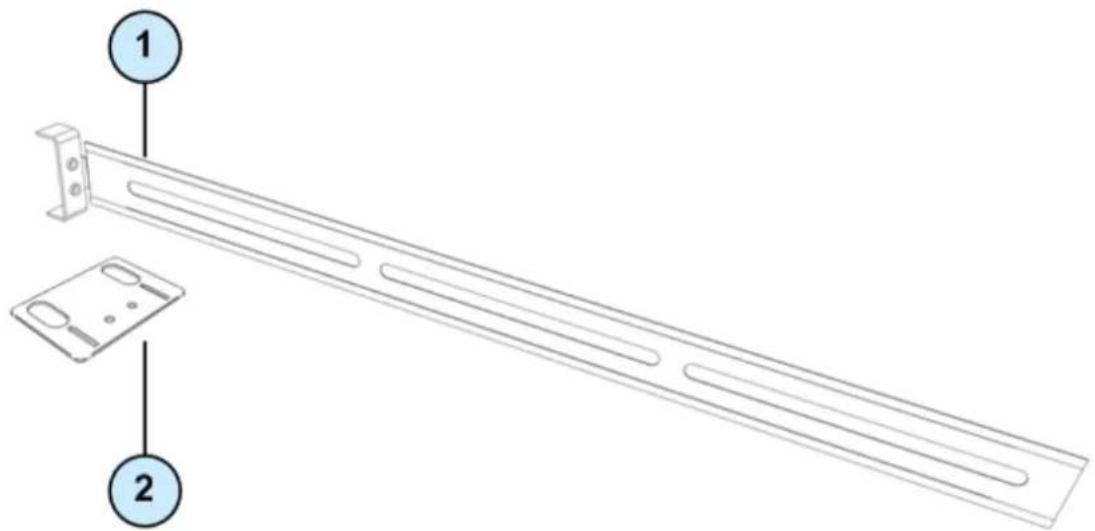 Technical diagram of a mechanical component with labeled parts 1 and 2