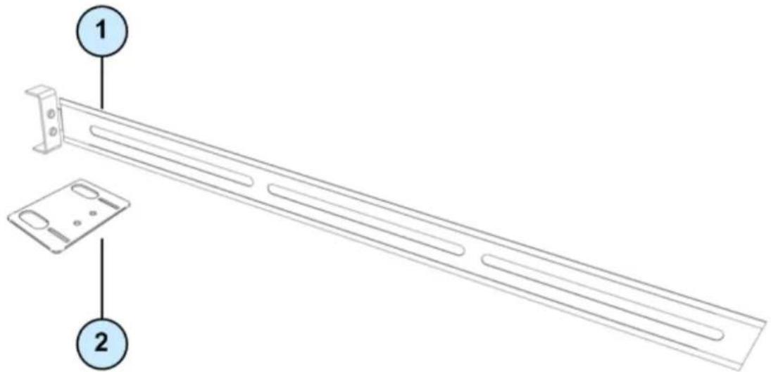 Technical diagram of a mechanical assembly with labeled parts 1 and 2