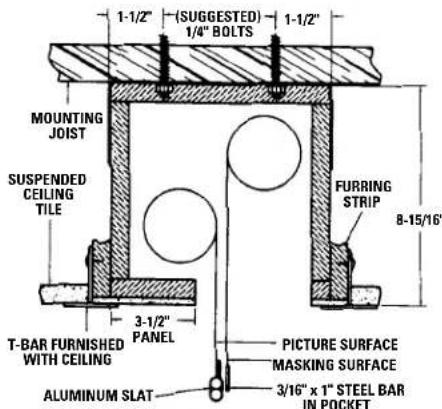 DA-LITE Tensioned Dual Masking Electrol - MUST MARK HOLE LOCATION OF SCREWS IN 3-1/2" PANEL FOR REMOVAL, IF COVERING WITH TILE. - 2