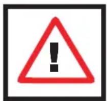 Warning sign with red triangle and exclamation mark, framed in black border