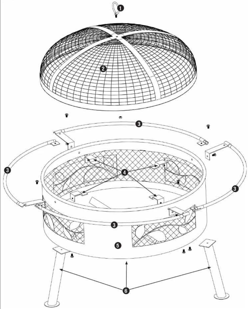 Technical diagram of a fire safety enclosure with numbered components and structural annotations