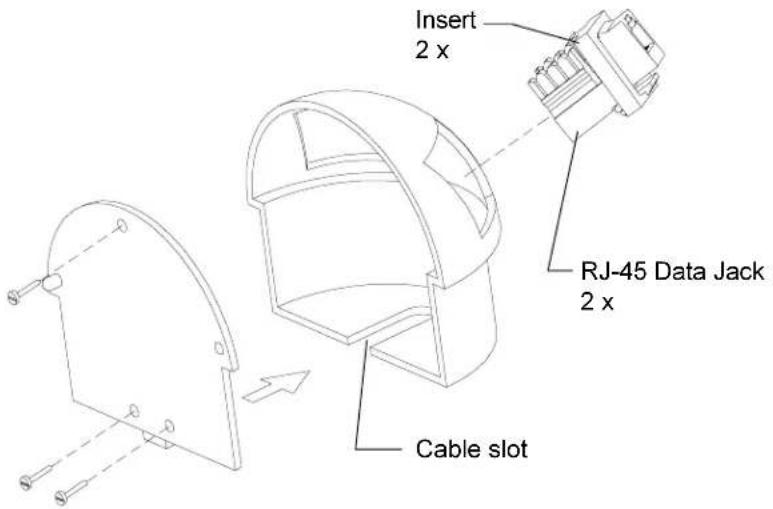 Insert 2 x RJ-45 Data Jack 2 x Cable slot