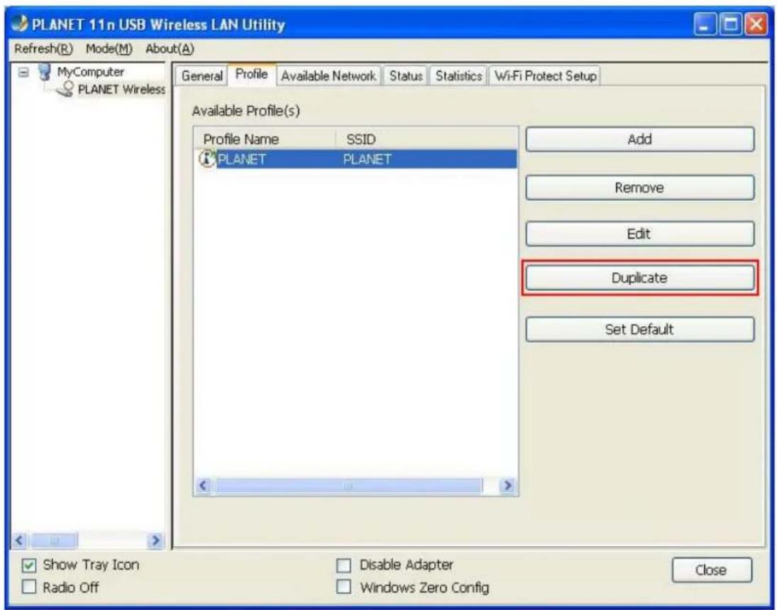 Planet WNL-U554M - Make a copy of existing profile - 1