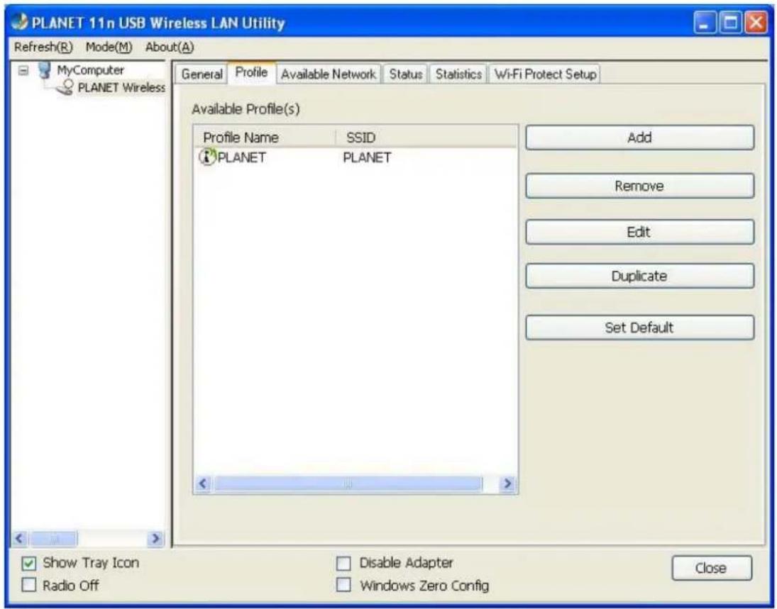 Planet WNL-U554M - Connection Profile Management - 2