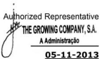 Authorized Representative THE GROWING COMPANY, S.A. A Administração 05-11-2013