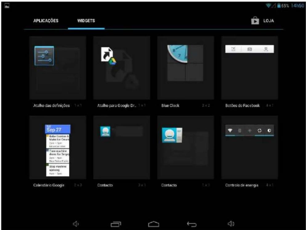 APLICAÇÕES WIDGETS LOJA Atalho das definições 1 x 1 Atalho para Google Dr.. 1 x 1 Blue Clock 2 x 2 Botões do Facebook 4 x 1 Sep 27 Bake Decoris & Make for Change Zone - Spin Monitor by View Time machine always for Design Zone - Spin Blue Color Public Stop machine upswing Zone - Spin Calendário Google 2 x 3 Contacto 3 x 1 Contacto 1 x 1 Controlo de energia 4 x 1