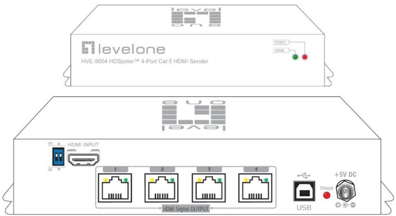 LEVELONE HVE-9003 - HVE-9003 HDSpider™ Cat.5 Cascadable HDMI Sender - 3