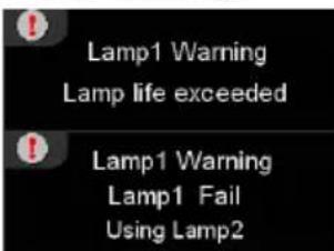 Lamp1 Warning Lamp life exceeded Lamp1 Warning Lamp1 Fail Using Lamp2