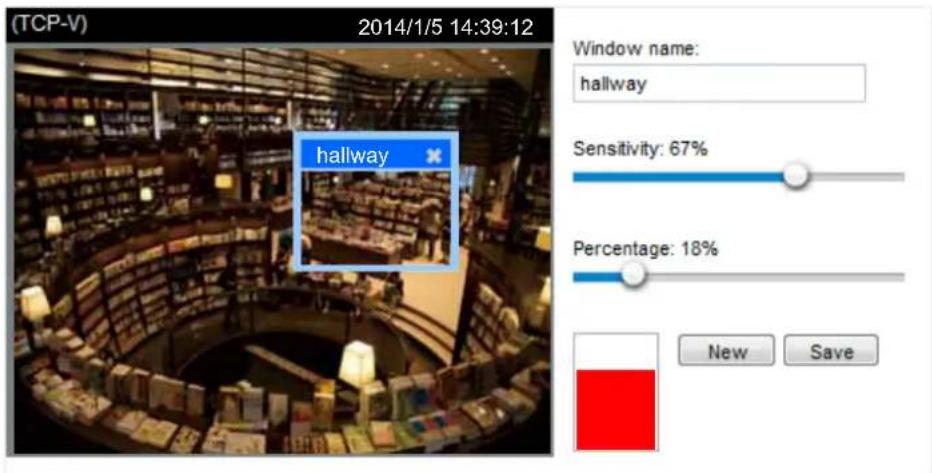 (TCP-V) 2014/1/5 14:39:12 hallway Window name: hallway Sensitivity: 67% Percentage: 18% New Save