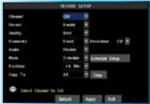 SWANN SWDVK-825508C - The Record Setup Menu - 1