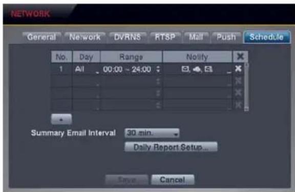 REVO R84D2FB4F-1T - Schedule Settings (NETWORK → Schedule Tab) - 1