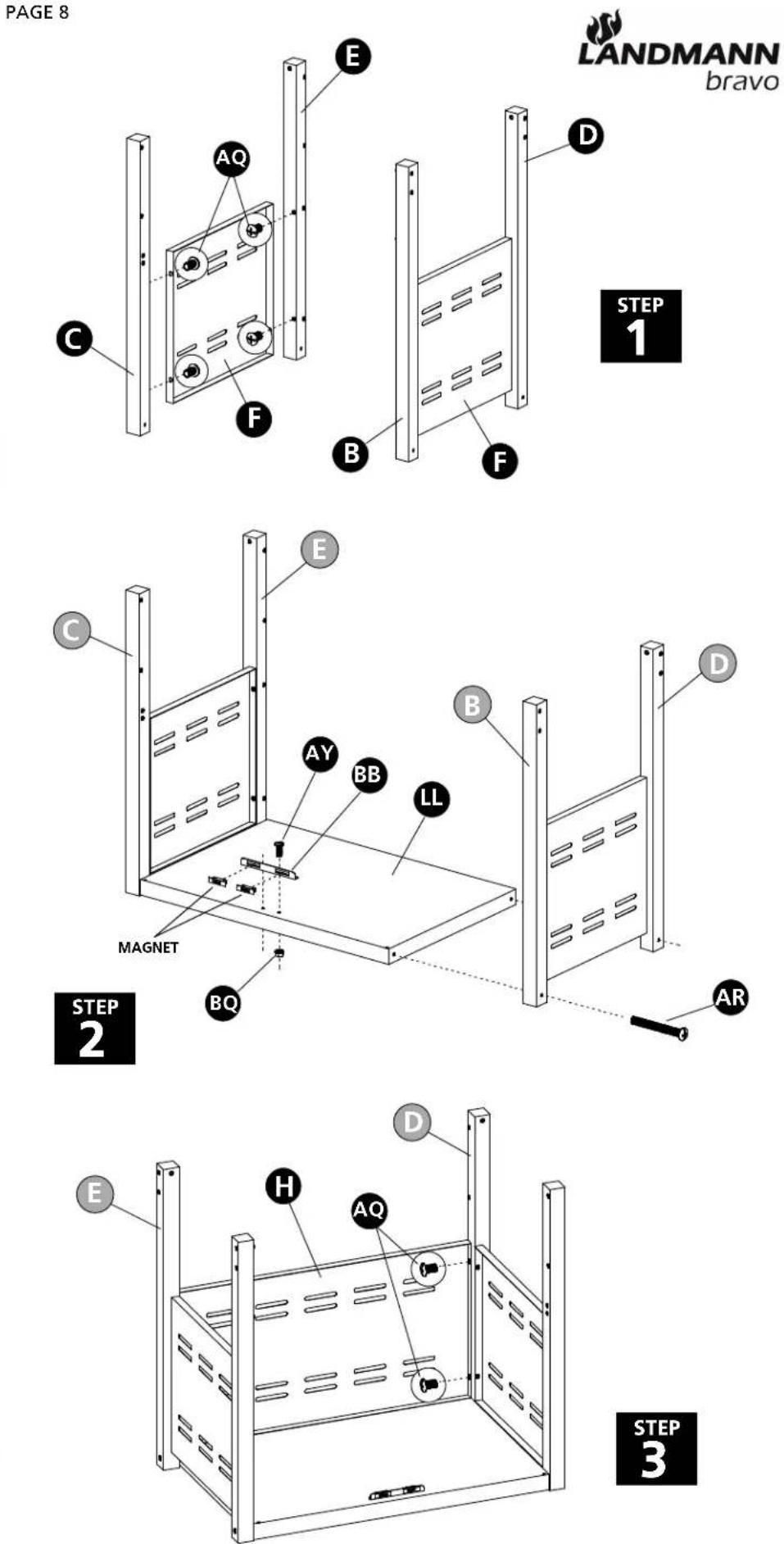 LANDMANN Bravo Premium 591320 - STEP 3: ASSEMBLE THE BACK PANEL - 1