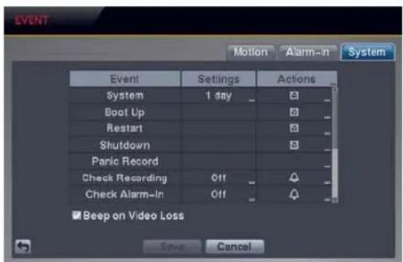 REVO R44D2FB2F-5G - System Event Settings (EVENT → System Tab) - 1