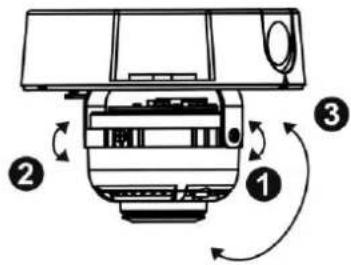 Diagram of a mechanical device with numbered components and directional arrows indicating motion or assembly.