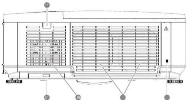 Technical diagram of a vehicle or industrial enclosure with labeled components and structural details