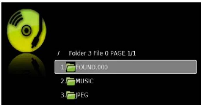 / Folder 3 File 0 PAGE 1/1 1. FOUND.000 2. MUSIC 3. JPEG