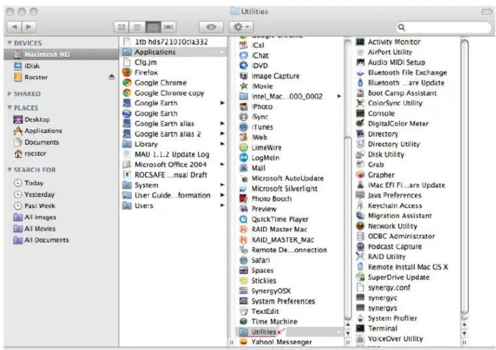 1tb hds721010cla332 Applications Cfg.jm Firefox Google Chrome Google Chrome copy Google Earth Google Earth Google Earth alias Google Earth alias 2 Library MAU 1.1.2 Update Log Microsoft Office 2004 ROCSAFE ...nual Draft System User Guide...formation Users iCal iChat iDVD Image Capture iMovie Intel_Mac...000_0002 iPhoto iSync iTunes Web LimeWire LogMeIn Mail Microsoft AutoUpdate Microsoft Silverlight Photo Booth Preview QuickTime Player RAID Master Mac RAID_MASTER_Mac Remote De...onnection Safari Spaces Stickies SynergyOSX System Preferences TextEdit Time Machine Utilities Yahoo! Messenger Activity Monitor AirPort Utility Audio MIDI Setup Bluetooth File Exchange Bluetooth ...are Update Boot Camp Assistant ColorSync Utility Console DigitalColor Meter Directory Directory Utility Disk Utility Grab Grapher iMac EFI Fi...are Update Java Preferences Keychain Access Migration Assistant Network Utility ODBC Administrator Podcast Capture RAID Utility Remote Install Mac OS X SuperDrive Update synergy.conf synergyc synergys System Profiler Terminal VoiceOver Utility