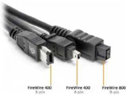 FireWire 400 6-pin FireWire 400 4-pin FireWire 800 9-pin