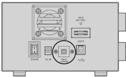 RAID BUTTON eSATA POWER DC IN RAID JUMPER