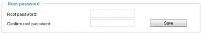 Root password Root password: Confirm root password: Save