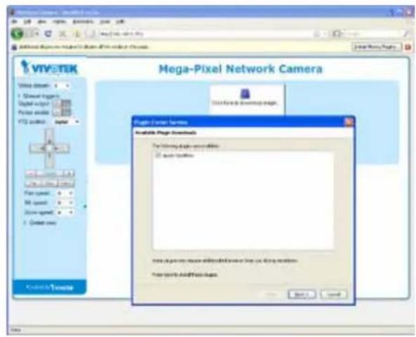 VIVO-TEK Mega-Pixel Network Camera Available Mega-Scanets For Existing Image version available: □ Active Scanset This is designed to install a new file in the Web design. New items found from this image. Next > Cancel