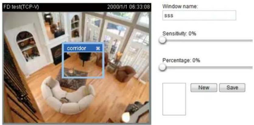 FD test(TCP-V) 2000/1/1 06:33:08 Window name: sss Sensitivity: 0% Percentage: 0% New Save