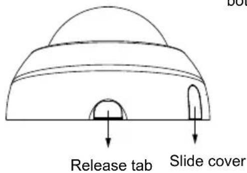 Release tab Slide cover