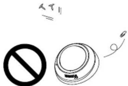 Hand-drawn symbols including a prohibition sign, a circular object with a plug, and a small circle with a string attached.