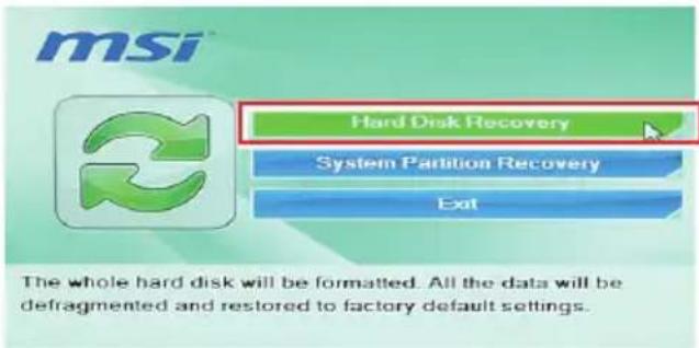 MSI Wind Top 24 2M - > Recovering the System with the Recovery Discs - 6