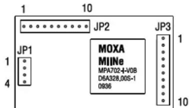1 10 JP2 JP3 JP1 MOXA MIINE MPA702-4-V0B D6A328,00S-1 0936 1 4 10