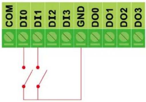 COM DI0 DI1 DI2 DI3 GND DO0 DO1 DO2 DO3