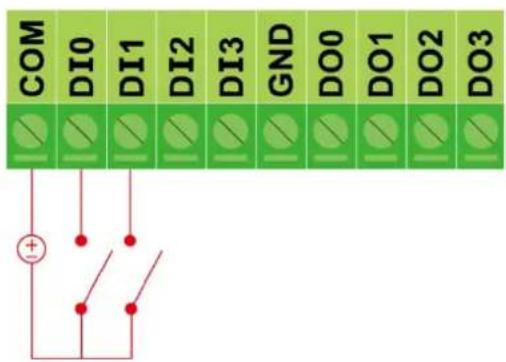 COM DI0 DI1 DI2 DI3 GND DO0 DO1 DO2 DO3 +
