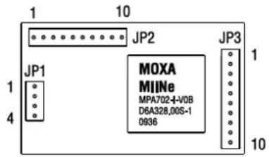 1 10 JP2 JP3 JP1 MOXA MIINE MPA702-I-V0B D6A328,00S-1 0936 1 4 10