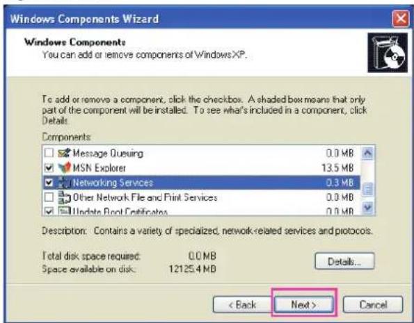 Windows Components Wizard Windows Components You can add or remove components of Windows XP. To add or remove a component, click the checkbox. A shaded box means that only part of the component will be installed. To see what's included in a component, click Details Components Message Queuing 0.0 MB…
