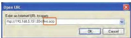 Open URL Enter an Internet URL to open: http://192.168.5.151:554//ve.scp OK Cancel