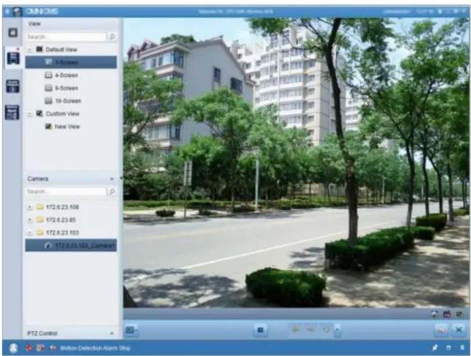 ONOS View Search... Default View 5-Screen 4-Screen 9-Screen 15-Screen Custom View New View Camera Search... 172.6.23.108 172.6.23.85 172.6.23.103 172.6.23.103_Camera PTZ Control Motion Detection Alarm Shop