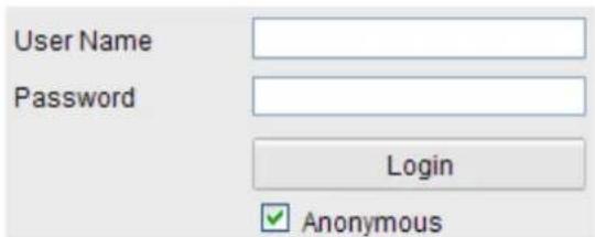 User Name Password Login Anonymous