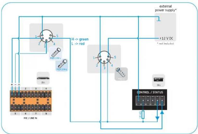 SENNHEISER MEB 102-L G - B) Connecting microphones to a DSP with logic function - 7