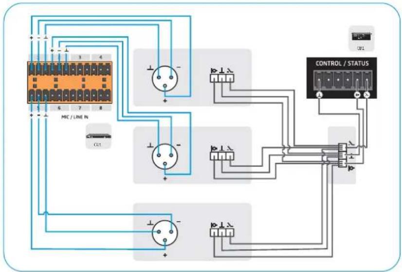 SENNHEISER MEB 102-L G - B) Connecting microphones to a DSP with logic function - 6
